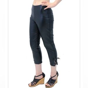 ALLURE LEATHER CAPRI PANTS WITH CALF LACING